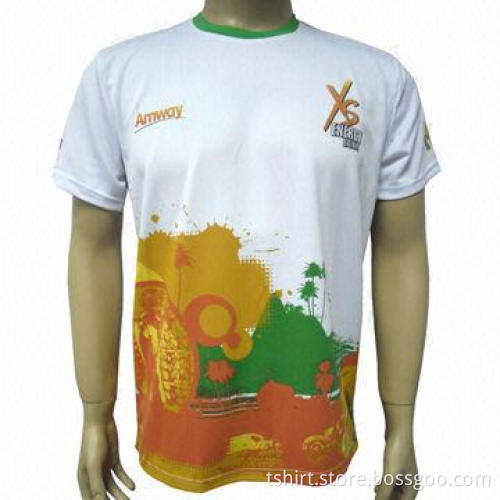 Promotional Fashionable Polyester Men's T-shirt, Sports Leisure T-shirt